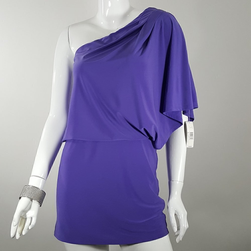 New Directions Purple One Shoulder Dress